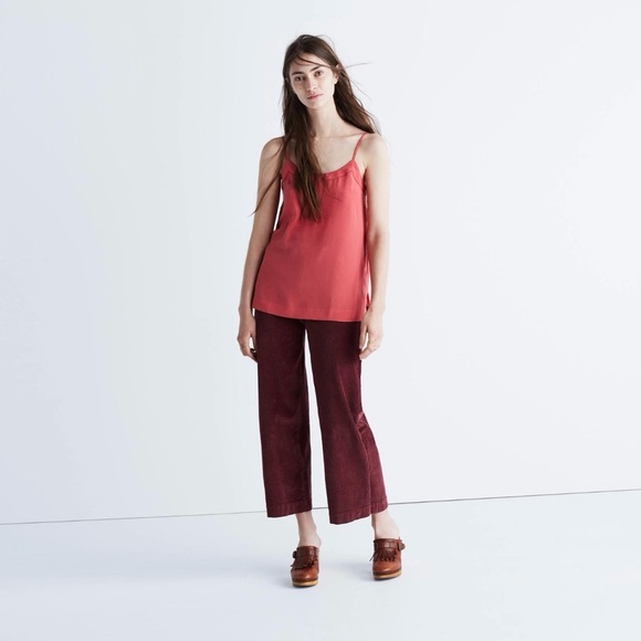 NWT Madewell 100% Silk Inset Camisole in Faded Begonia / Coral Size 12 - Picture 1 of 13